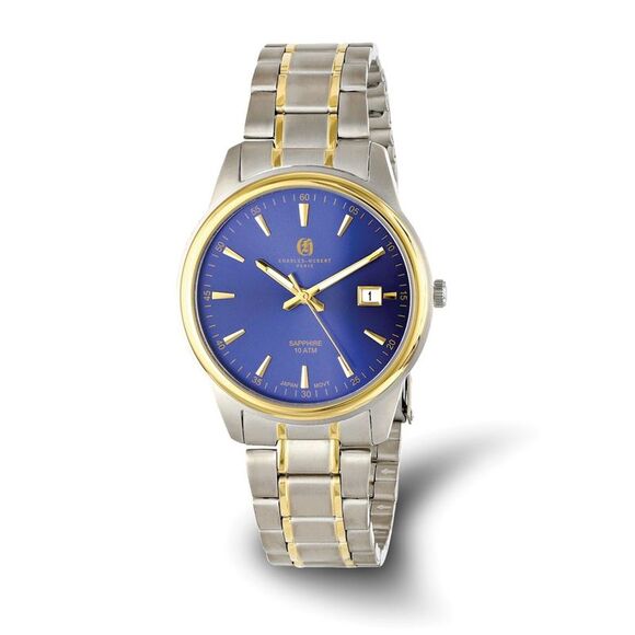 Kazi Luxury Charles Hubert Two-Tone Titanium 40mm Blue Dial Watch